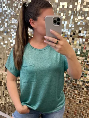 Shimmering Short Sleeve Top - Emerald by Sew In Love