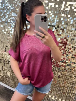 Shimmering Short Sleeve Top - Hot Pink by Sew In Love