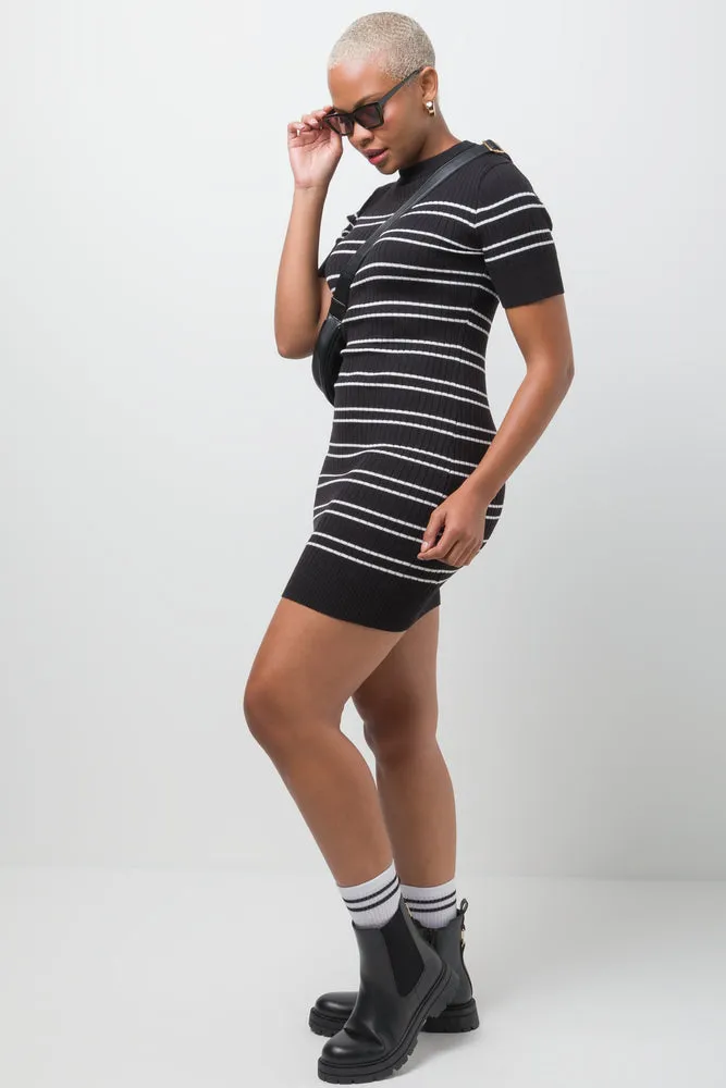 Short Sleeve Bodycon Dress Black
