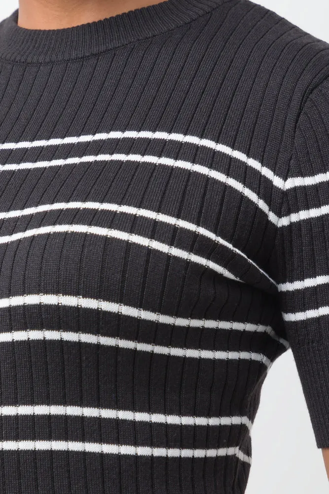 Short Sleeve Bodycon Dress Black