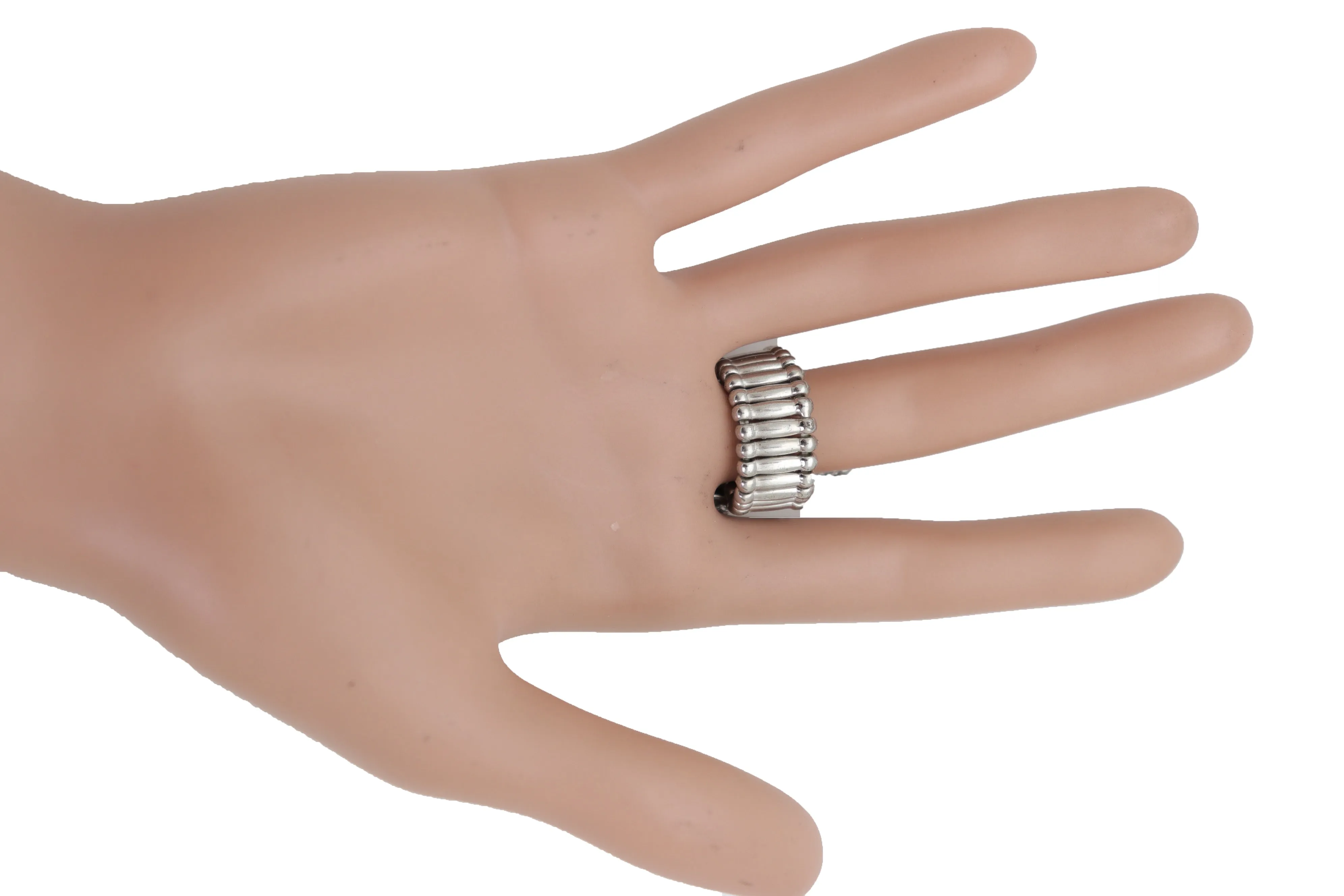 Silver Rhinestone Alligator Crocodile Elastic Band Ring