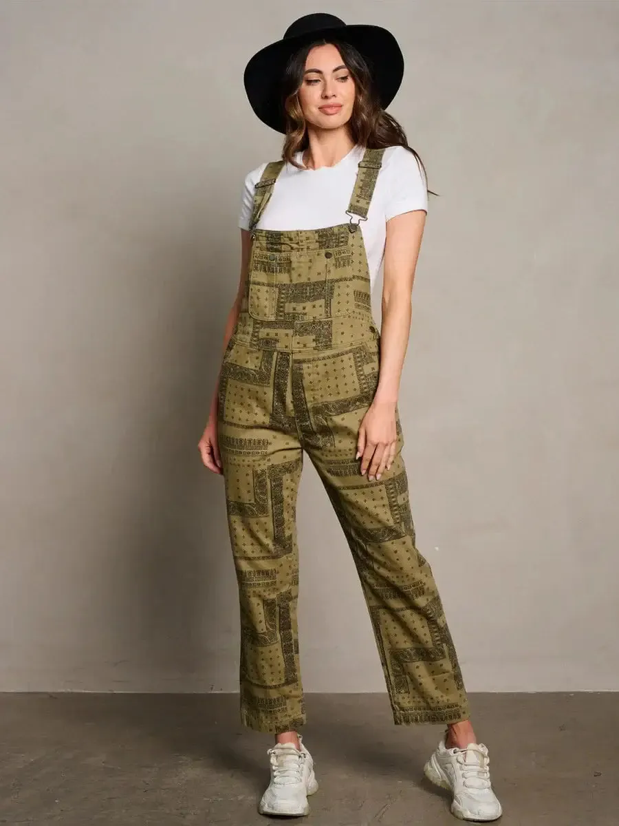 SLEEVELESS MULTI PRINT WIDE LEG OVERALL
