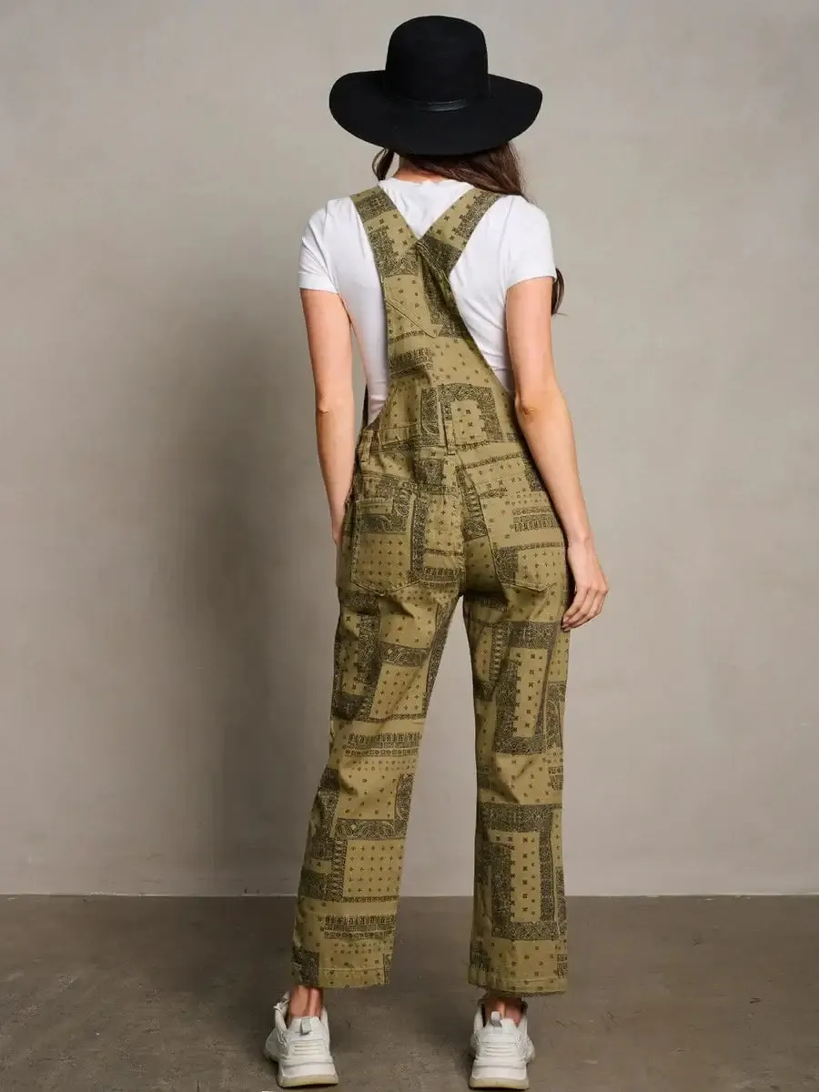 SLEEVELESS MULTI PRINT WIDE LEG OVERALL