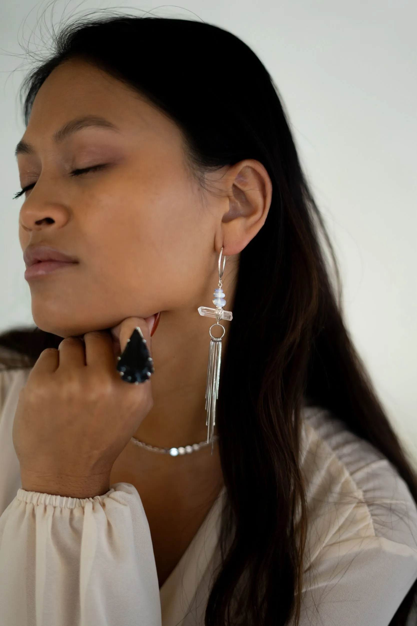 Soft Girl Era Quartz Silver Earrings