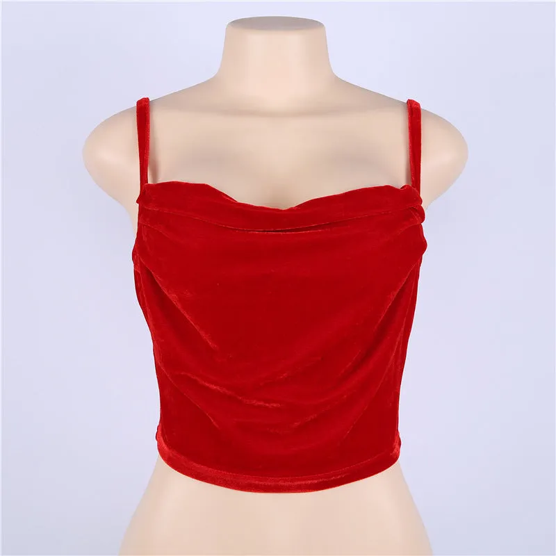 Spaghetti Straps Candy Color Sleeveless Short Vest