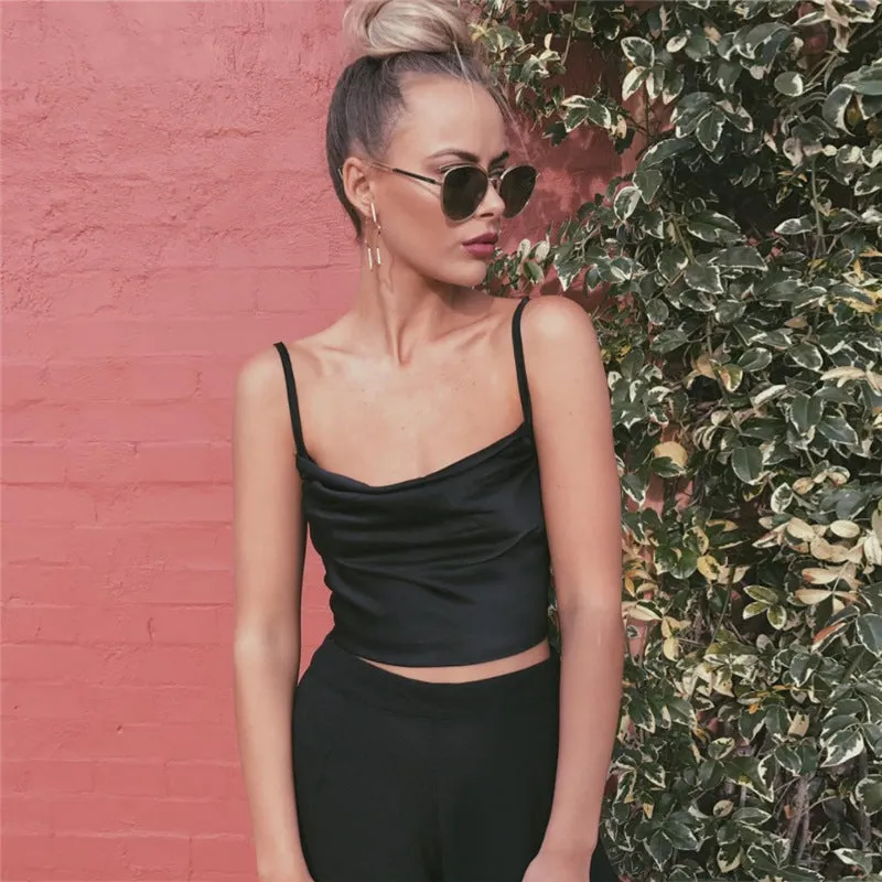 Spaghetti Straps Candy Color Sleeveless Short Vest