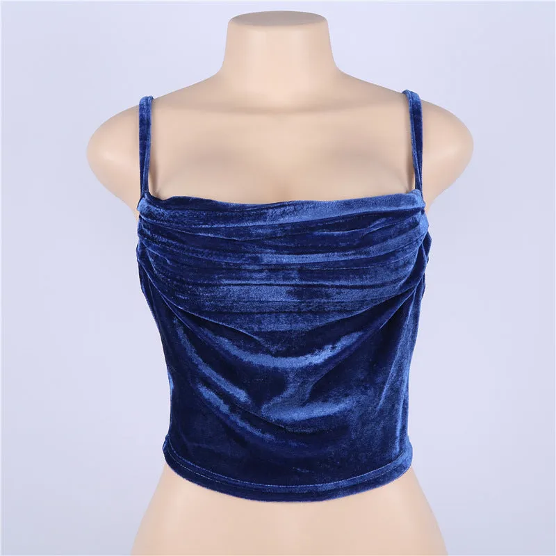 Spaghetti Straps Candy Color Sleeveless Short Vest