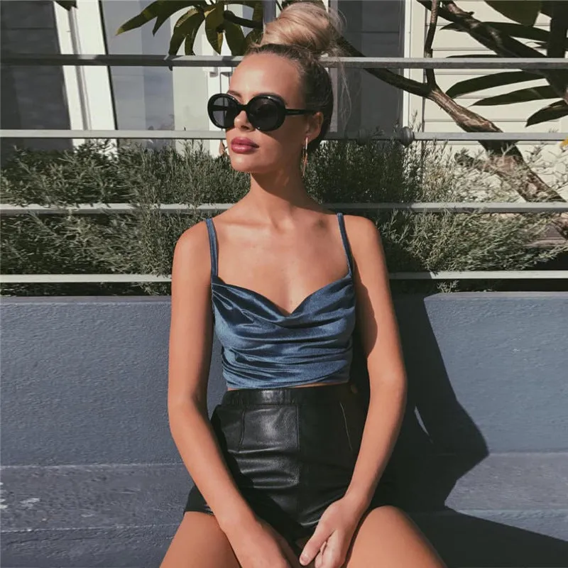 Spaghetti Straps Candy Color Sleeveless Short Vest
