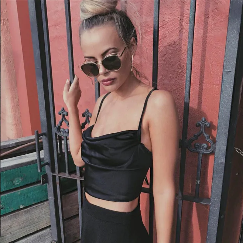 Spaghetti Straps Candy Color Sleeveless Short Vest