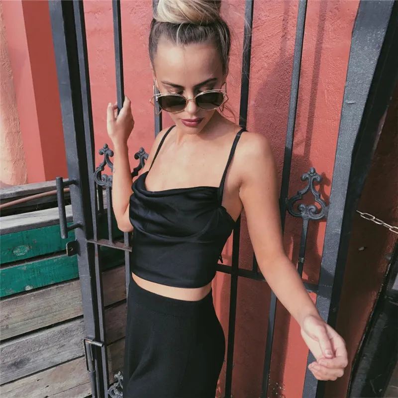 Spaghetti Straps Candy Color Sleeveless Short Vest
