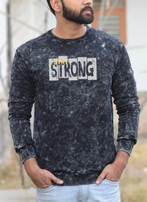 Stay Strong Black Optical Pattern Sweatshirt
