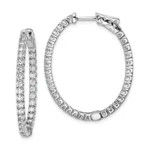 Sterling Silver CZ Oval Hoop Earrings