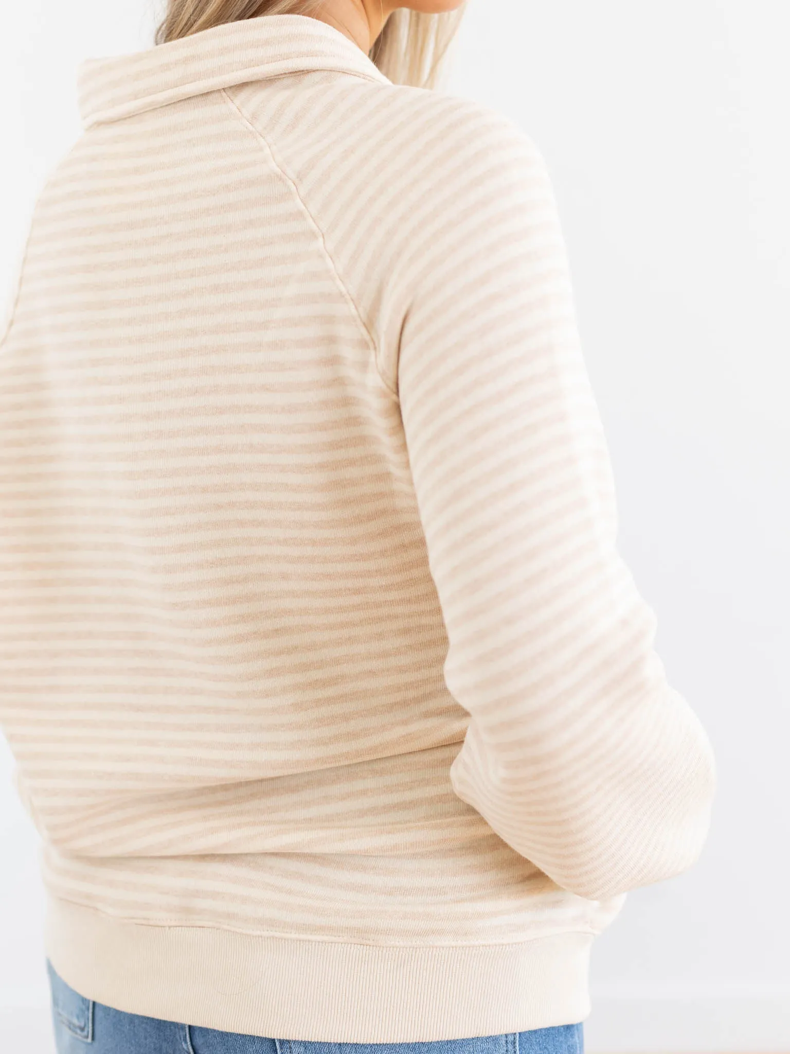 Striped Button Up Pullover Sweatshirt
