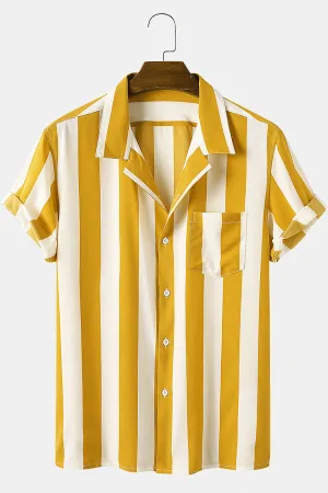 Stripes Casual Short Sleeve Shirts