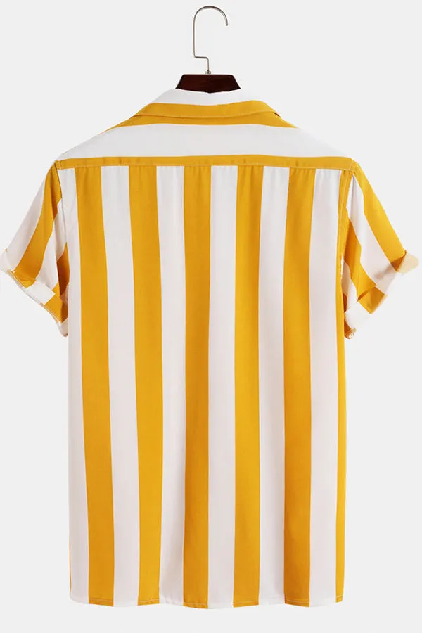 Stripes Casual Short Sleeve Shirts