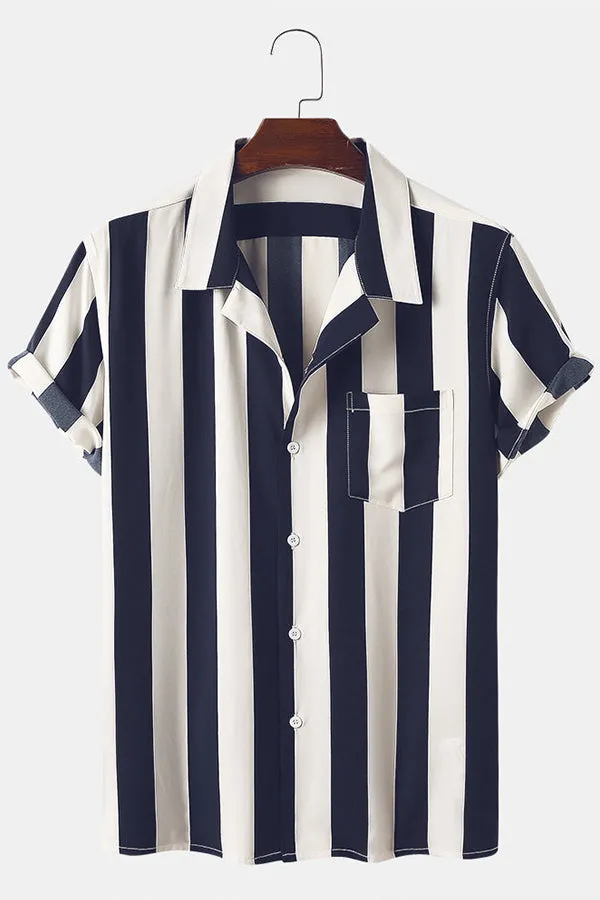 Stripes Casual Short Sleeve Shirts