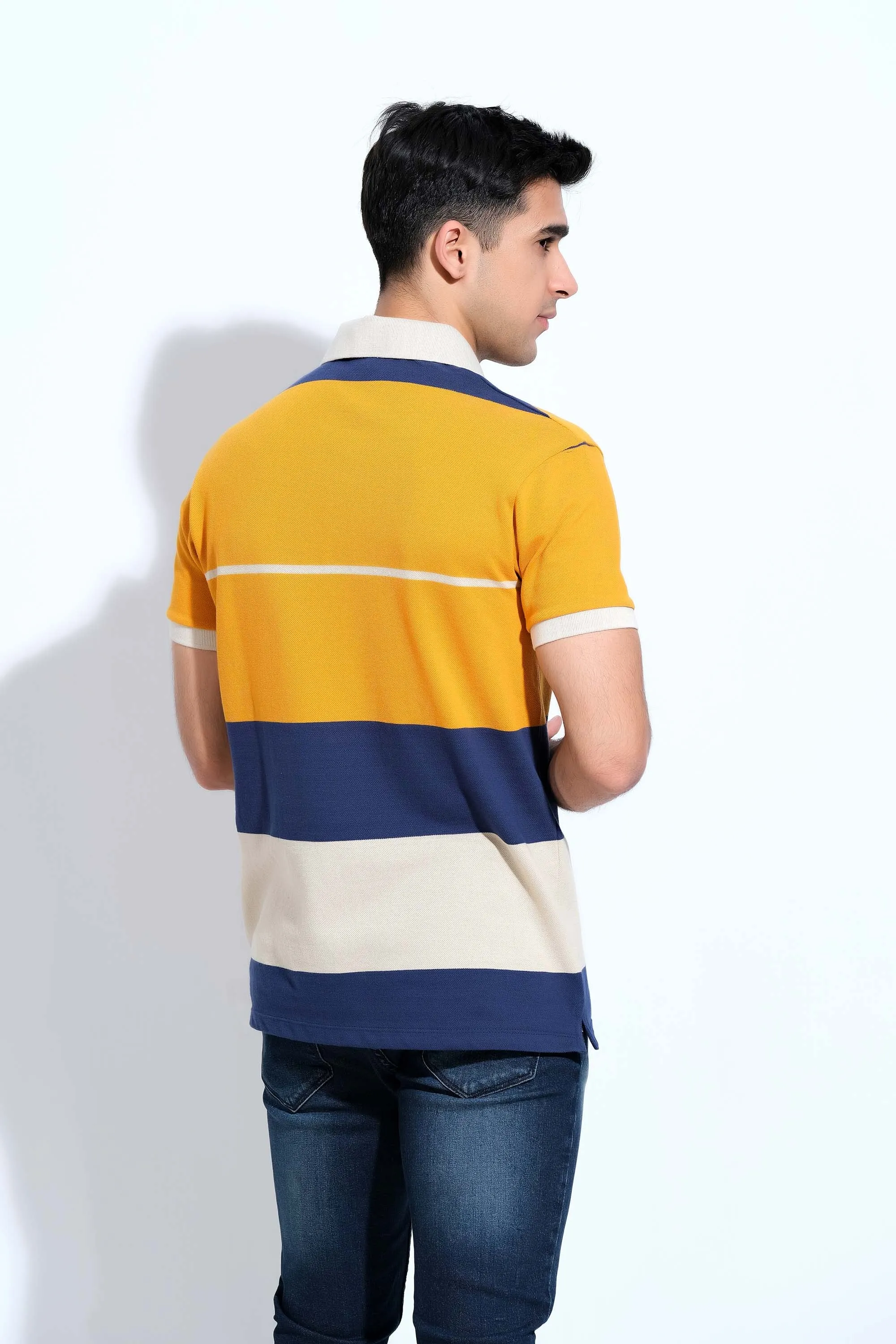 Stylish Collar Mustard T-Shirt