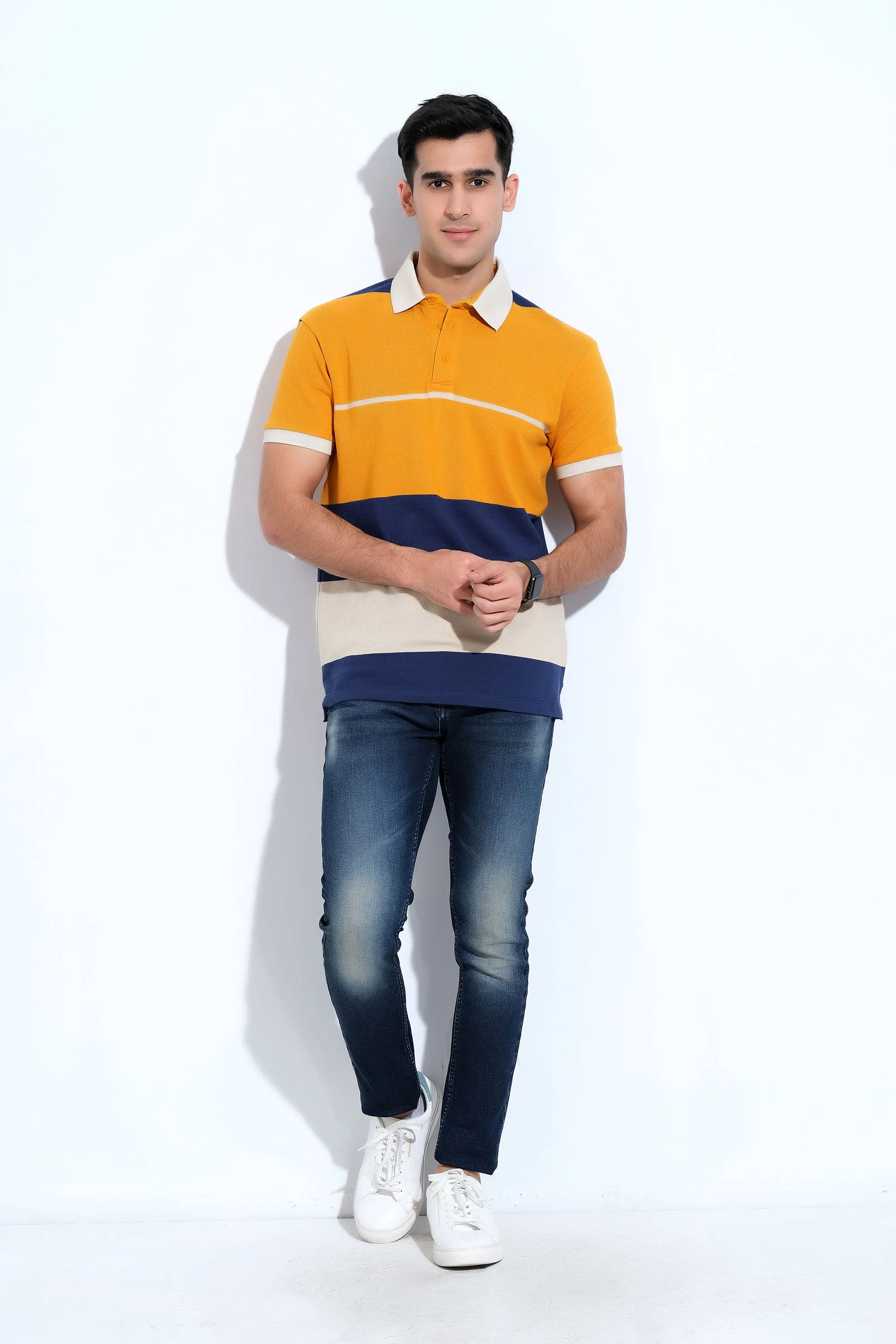 Stylish Collar Mustard T-Shirt