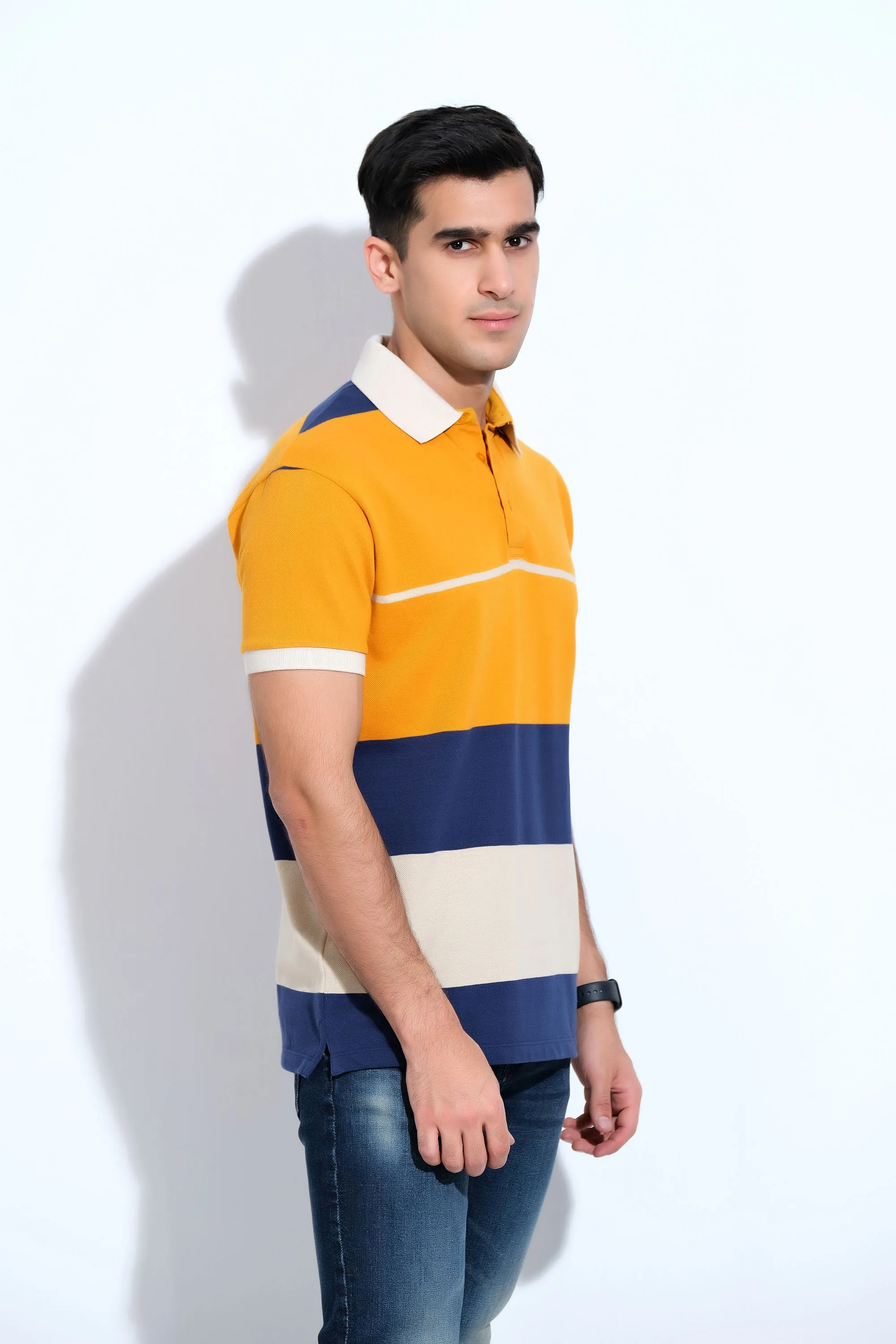 Stylish Collar Mustard T-Shirt
