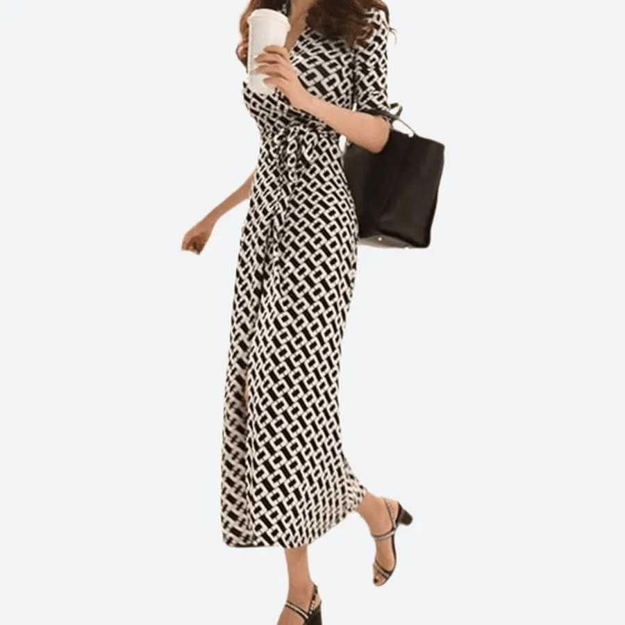 Stylish Three-Quarter Sleeve Wrap Dresses