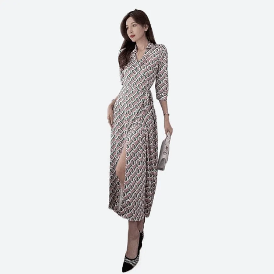 Stylish Three-Quarter Sleeve Wrap Dresses