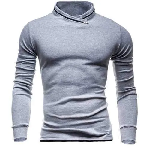 Stylish Zipper Stand Collar Casual T Shirts