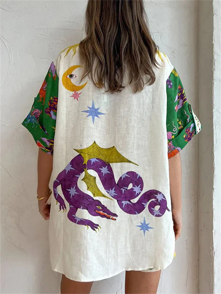 Summer Home Comfortable Print Pyjama Shirt   Shorts