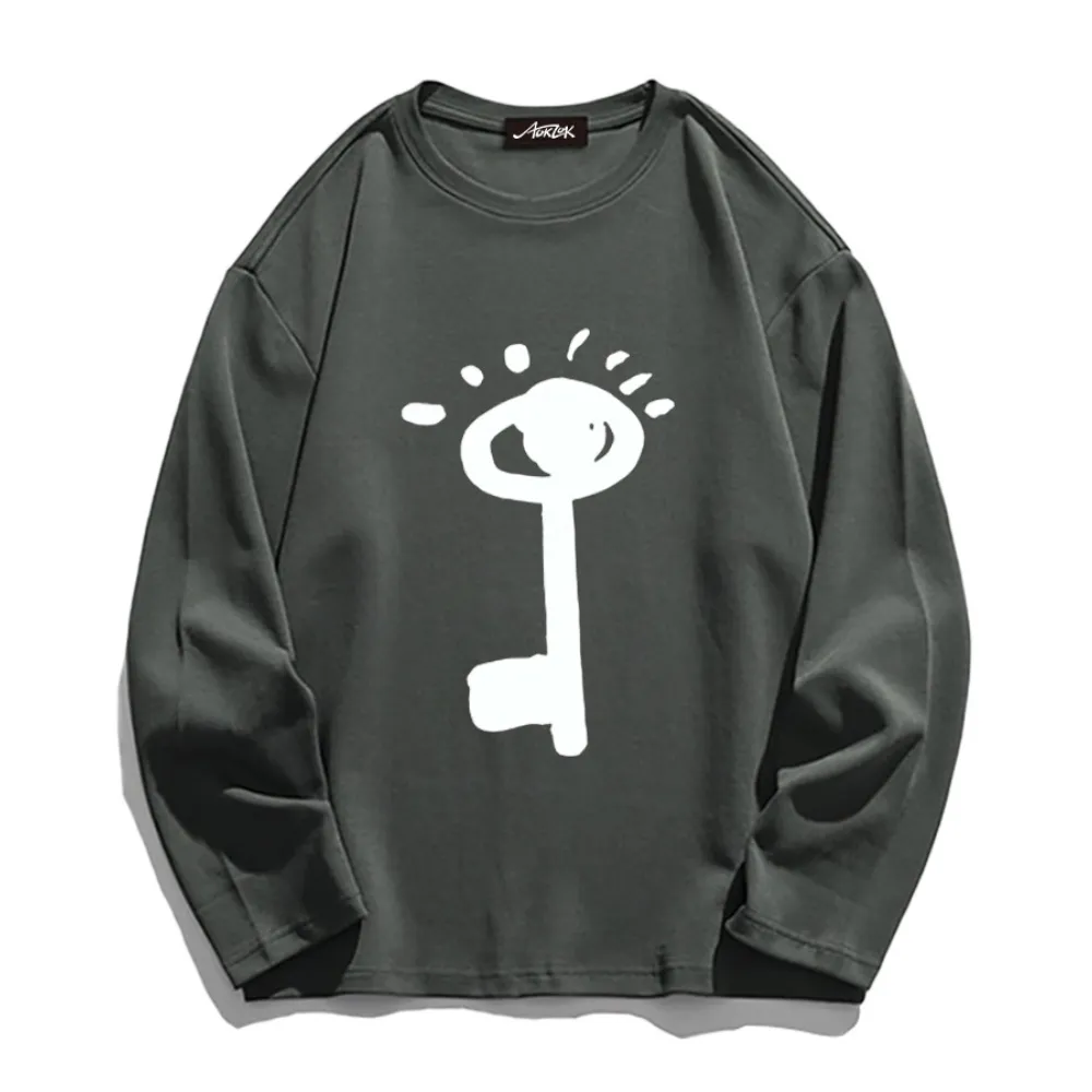 Summer Loose Key Print Long Sleeve Shirt