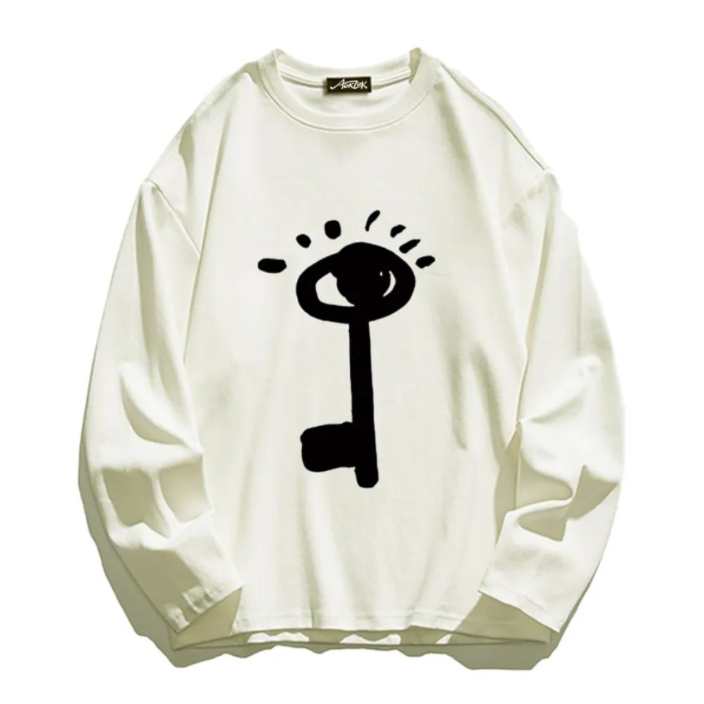 Summer Loose Key Print Long Sleeve Shirt