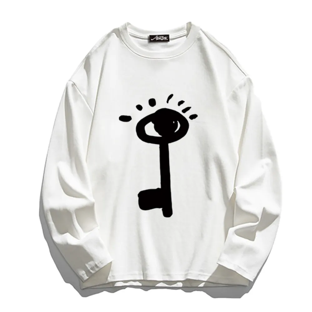 Summer Loose Key Print Long Sleeve Shirt