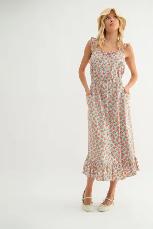Suzanna Ruffle Sleeve Midi Dress