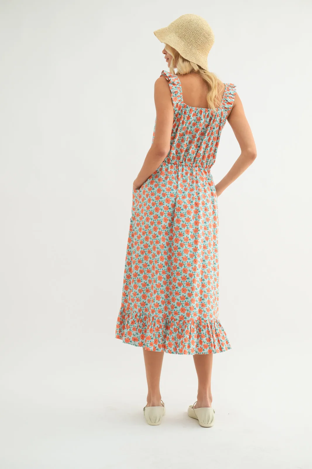Suzanna Ruffle Sleeve Midi Dress