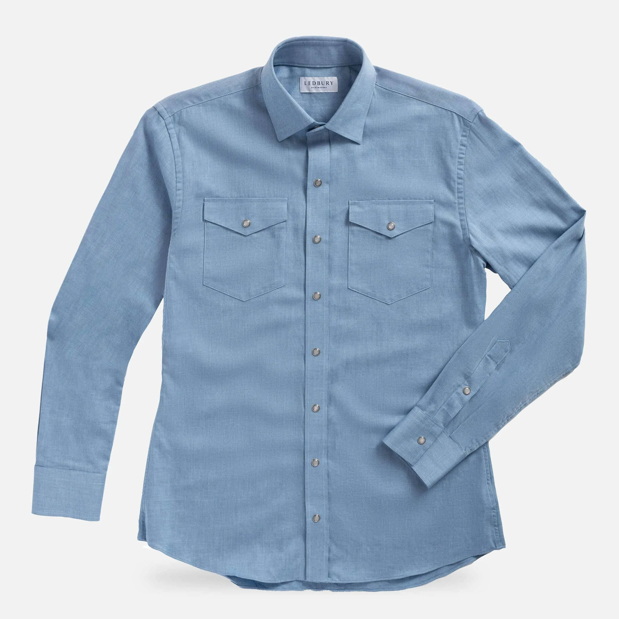 The Bay Blue Malone Washed Twill with Pearl Snaps Custom Shirt