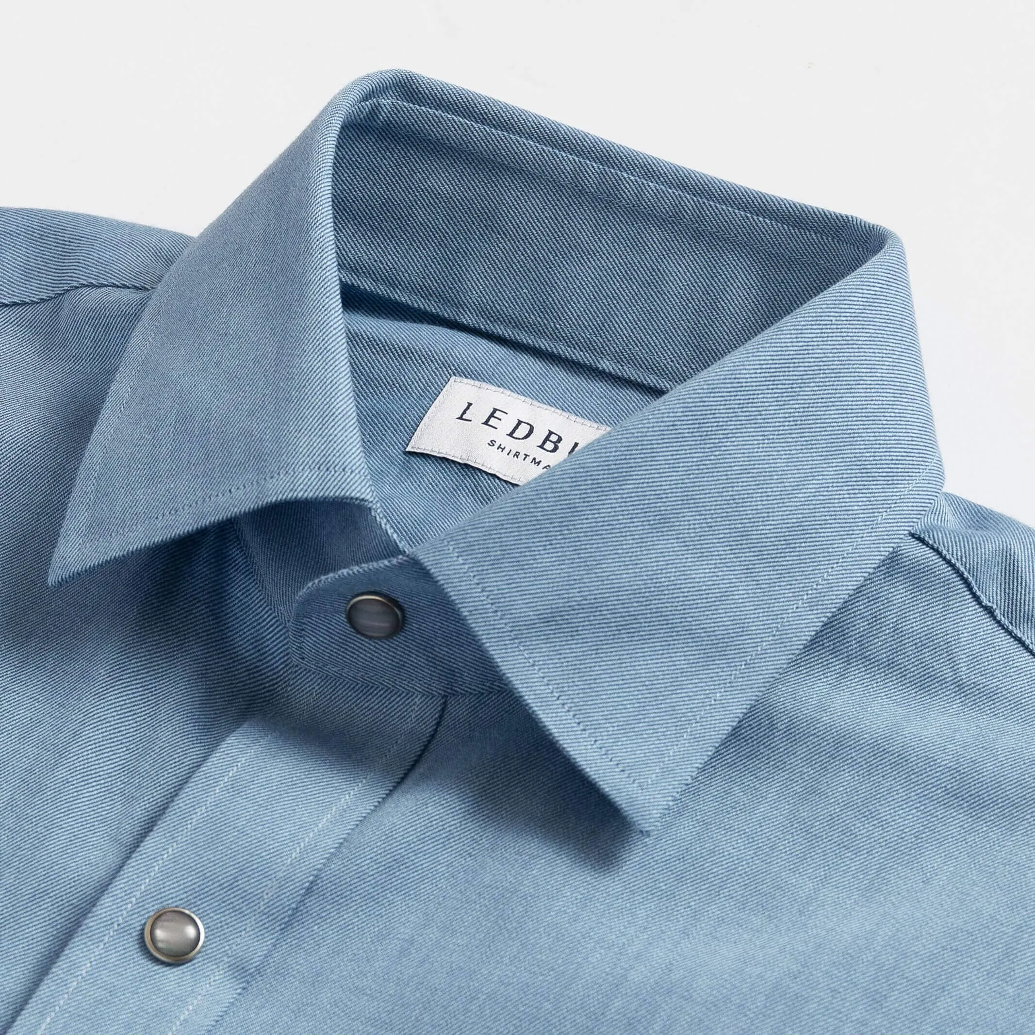 The Bay Blue Malone Washed Twill with Pearl Snaps Custom Shirt