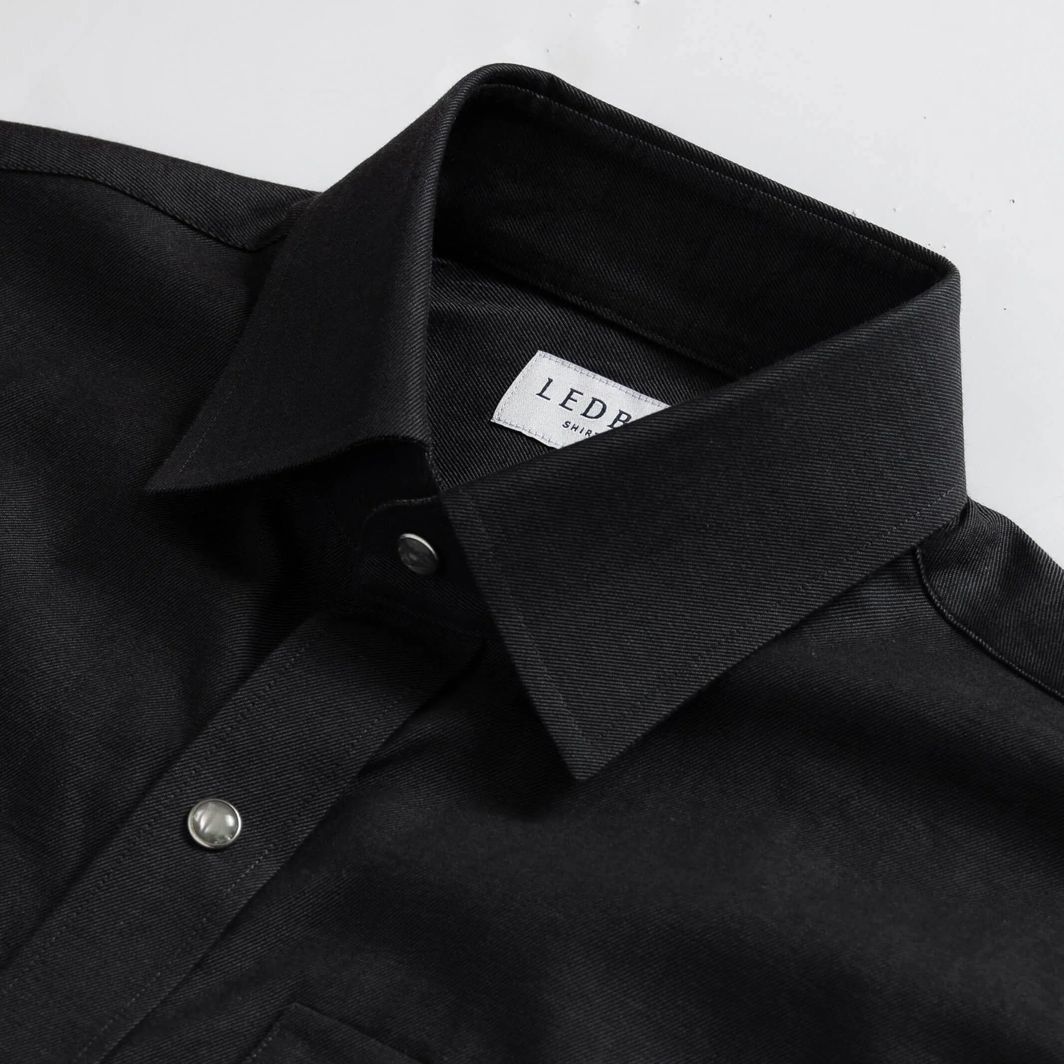 The Dark Grey Malone Washed Twill with Pearl Snaps Custom Shirt