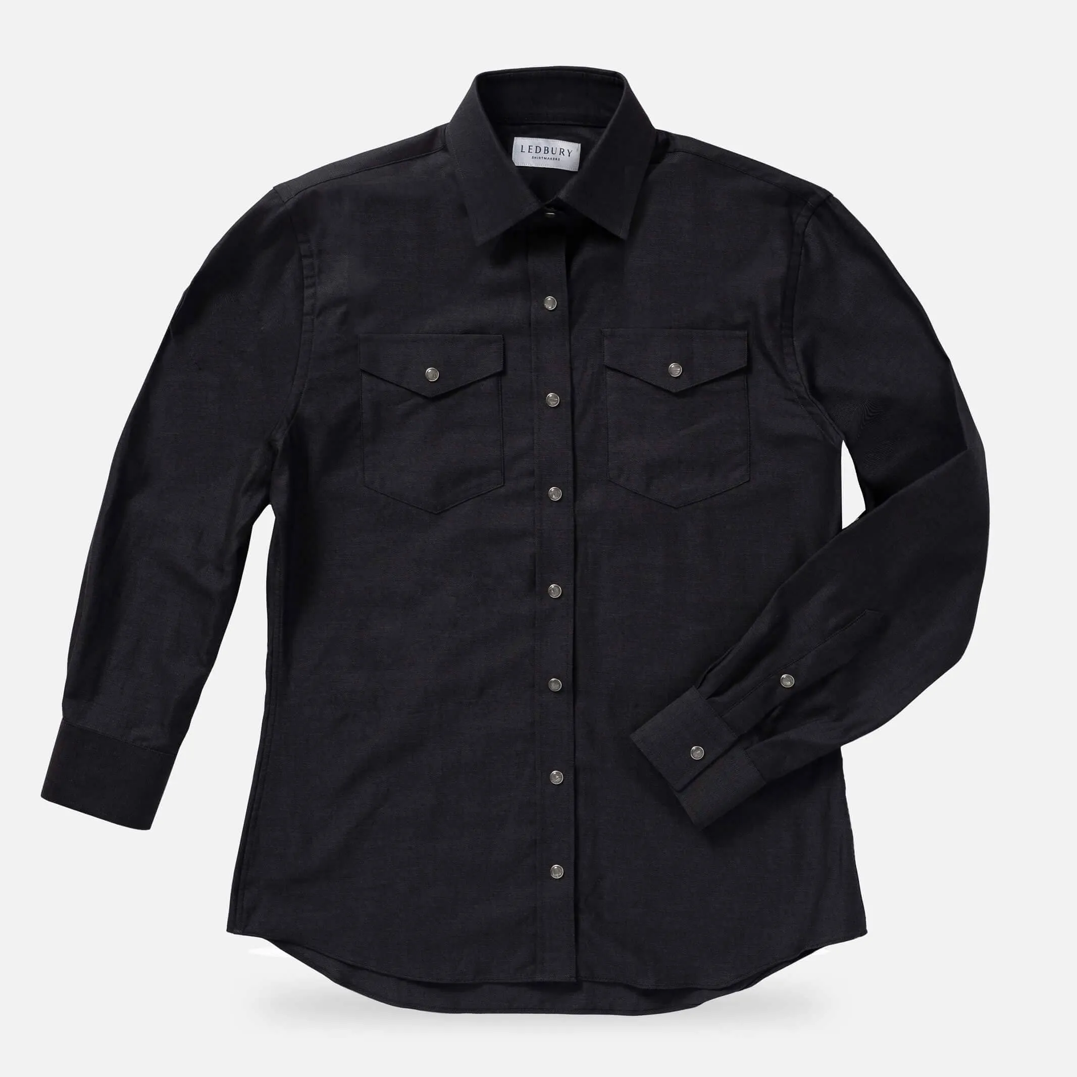 The Dark Grey Malone Washed Twill with Pearl Snaps Custom Shirt