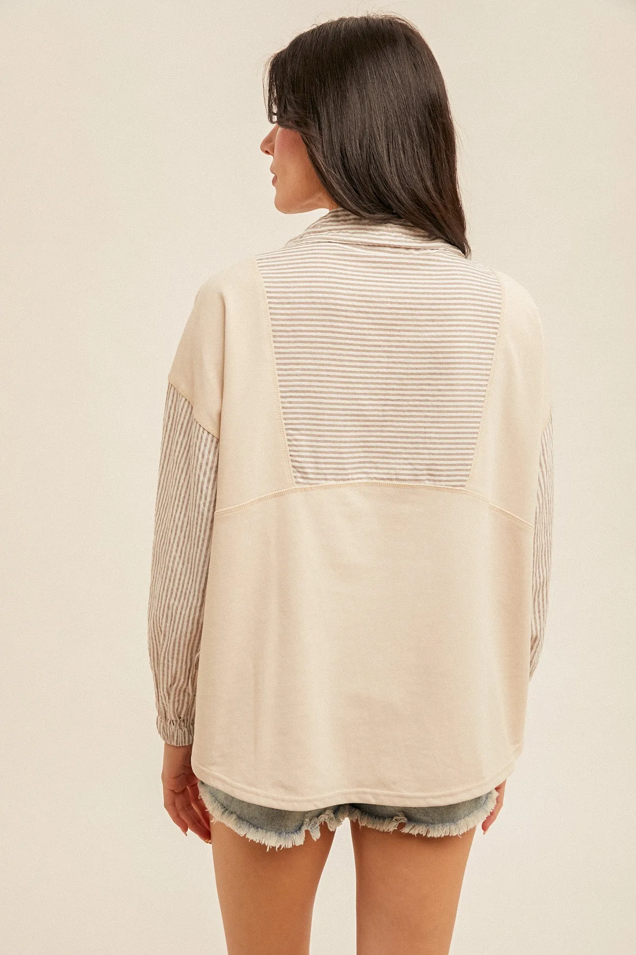 The Marie Half Zip Striped Sweatshirt