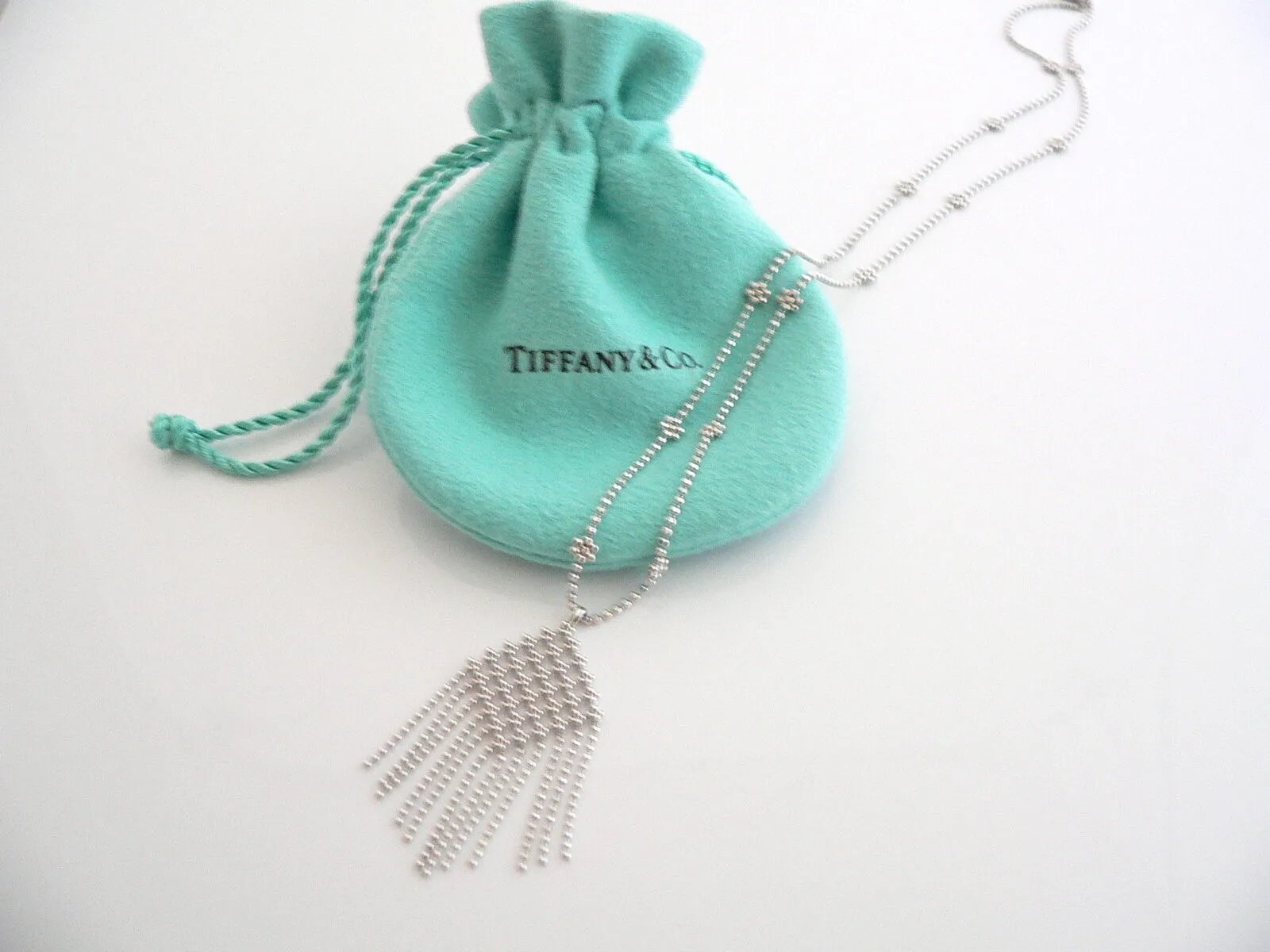 Tiffany & Co 18K Gold Fringe Flower Bead Dangling Dangle Necklace Pendant Charm
