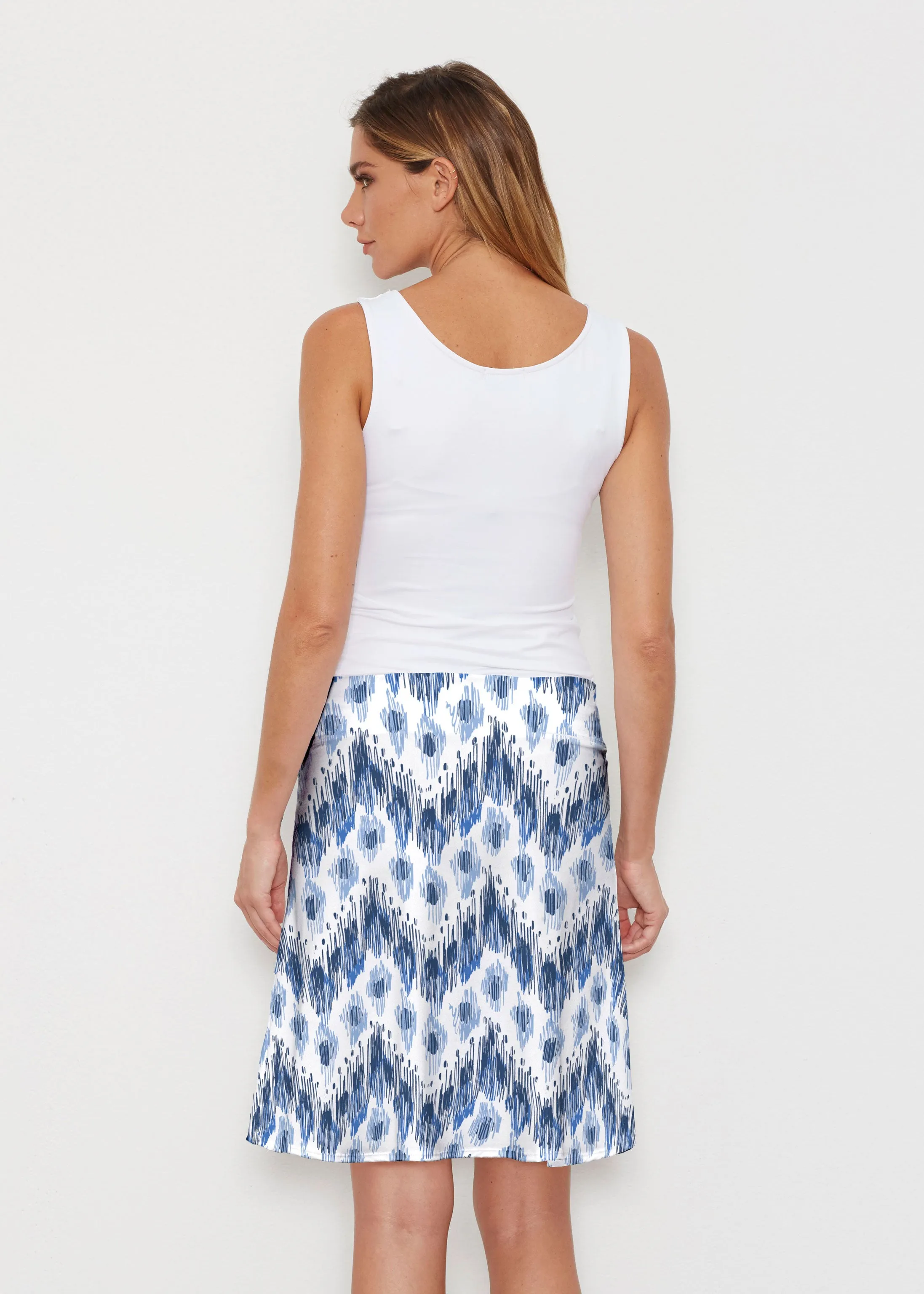 Tonal Waves Blue (7804) ~ Silky Brenda Skirt 21 inch