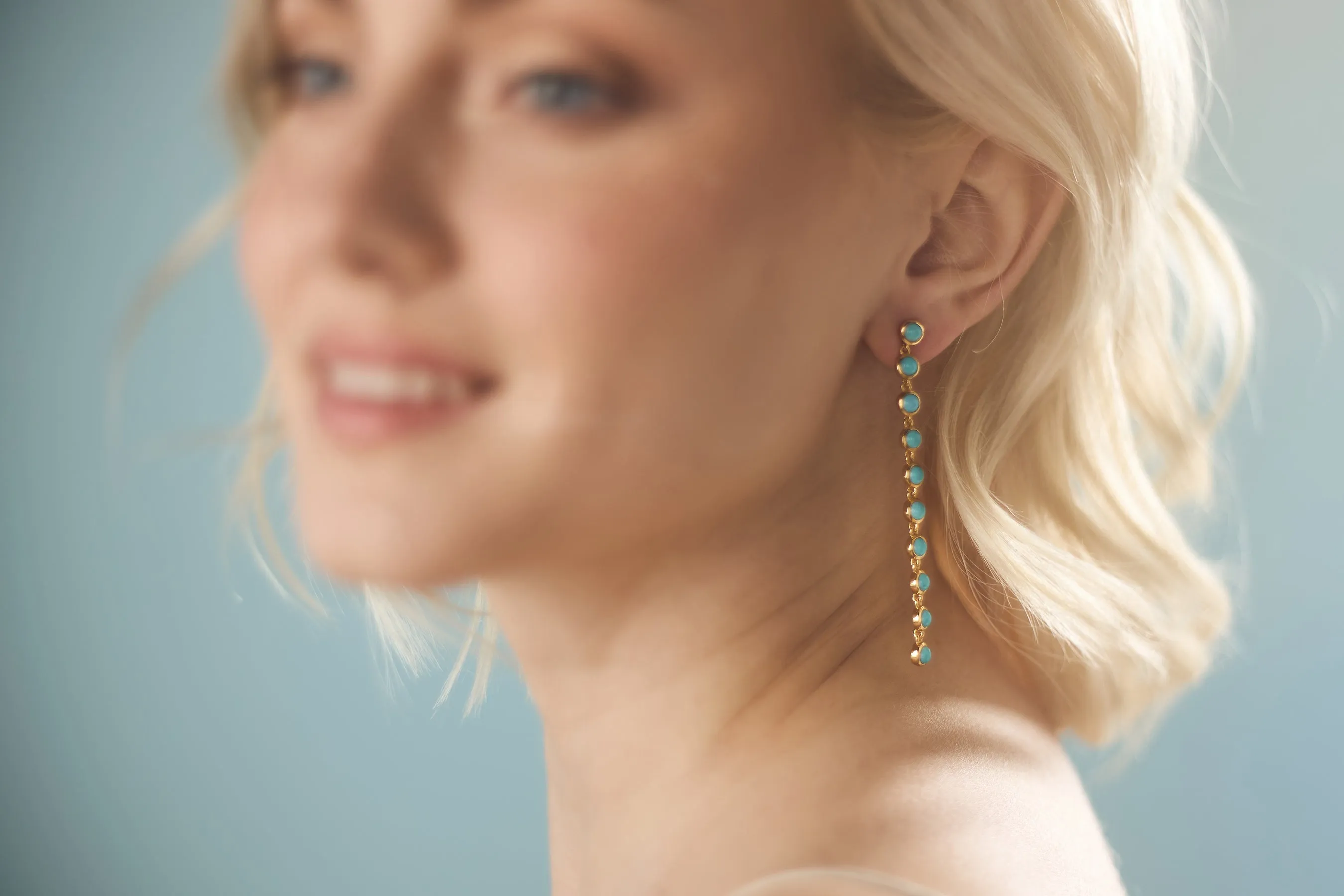 Trails Drop Earrings in Blue Mohave Turquoise