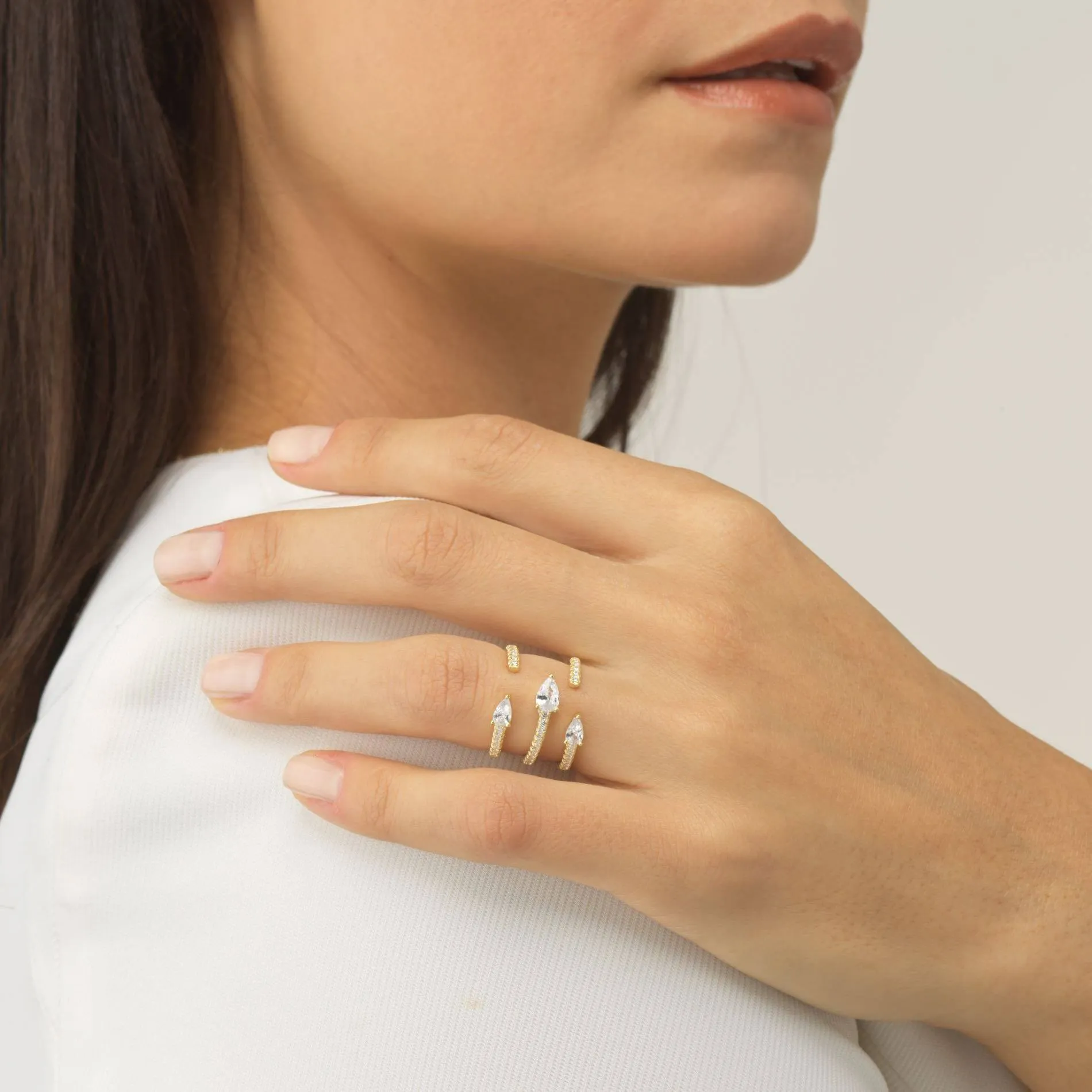 Triple Row Teardrop Ring