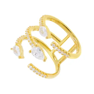 Triple Row Teardrop Ring