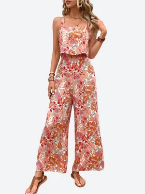 Two-Piece Sleeveless Wide-Leg Jumpsuits