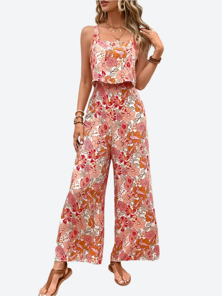 Two-Piece Sleeveless Wide-Leg Jumpsuits