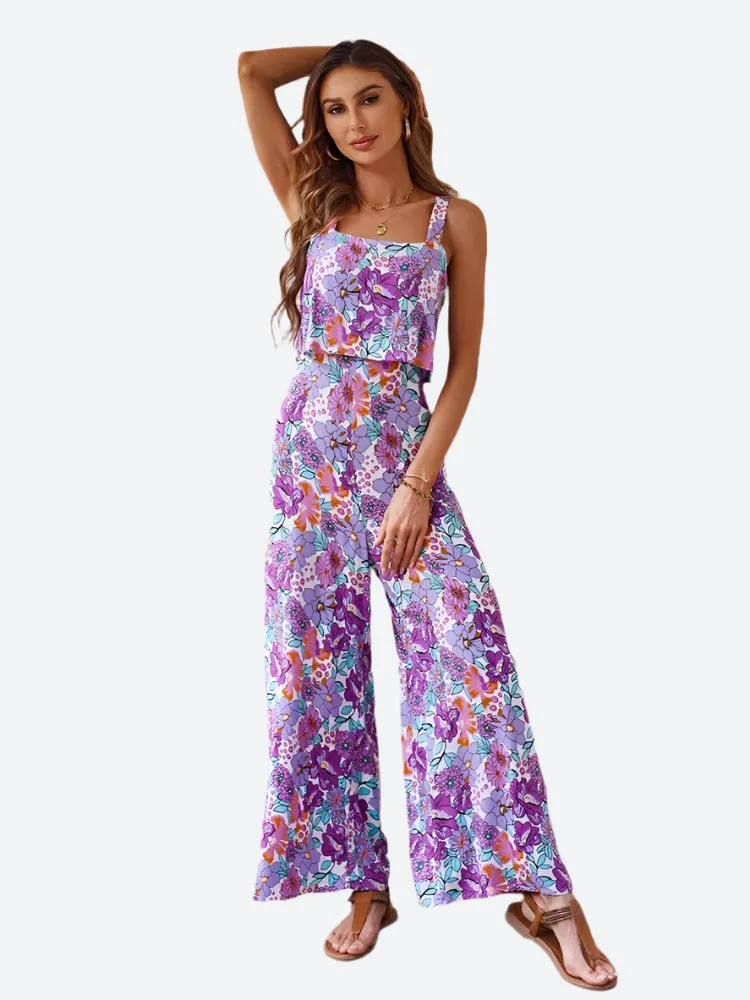 Two-Piece Sleeveless Wide-Leg Jumpsuits