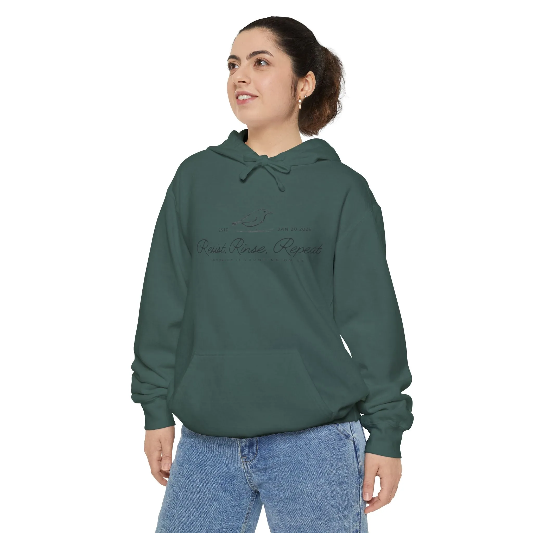 Unisex Garment-Dyed Hoodie - "Resist, Rinse, Repeat" & "Wear Your Voice Out Loud"