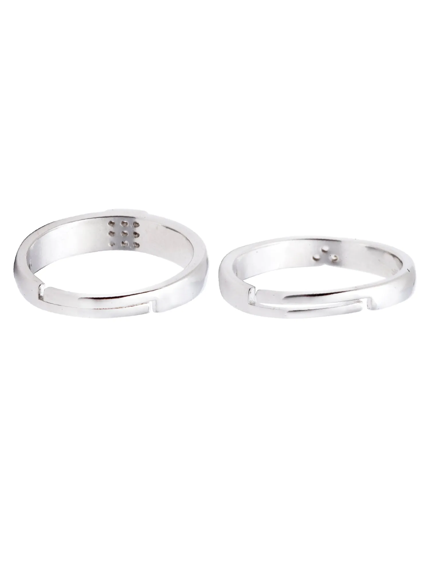 Valentine Gift by Karatcart Platinum Plated Elegant Classic Crystal Adjustable Couple Ring for Women