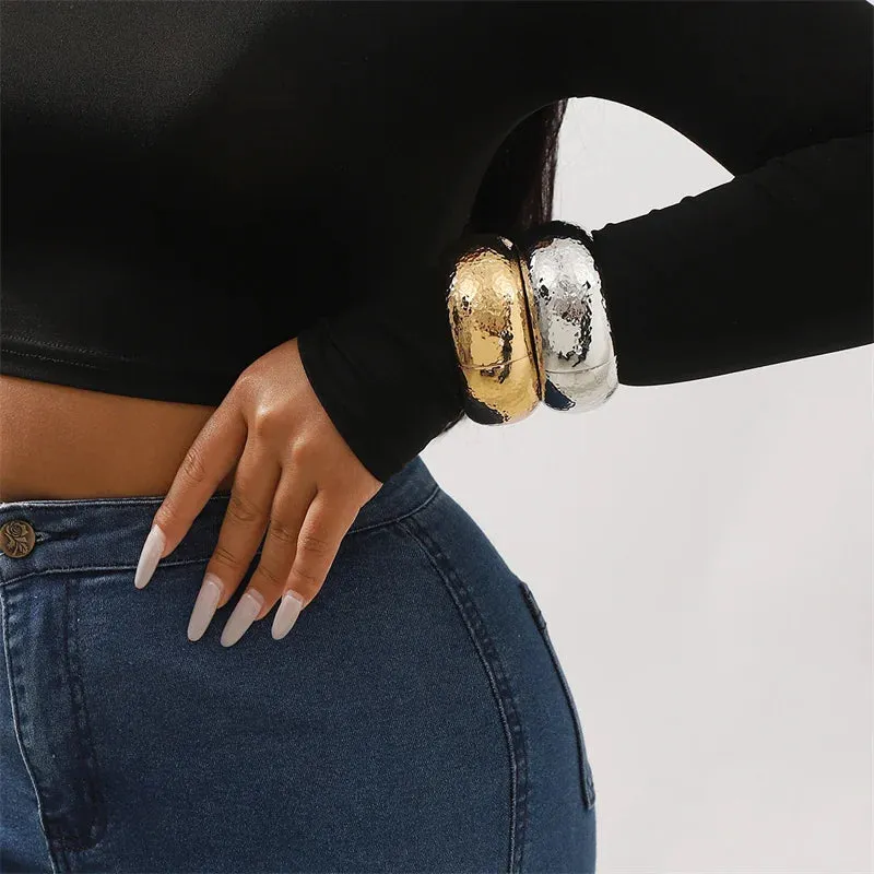 Vintage Geometric Wide Stripe Metal Open Bracelet