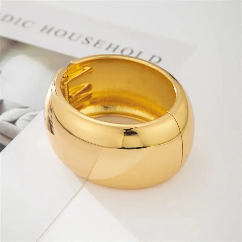 Vintage Geometric Wide Stripe Metal Open Bracelet