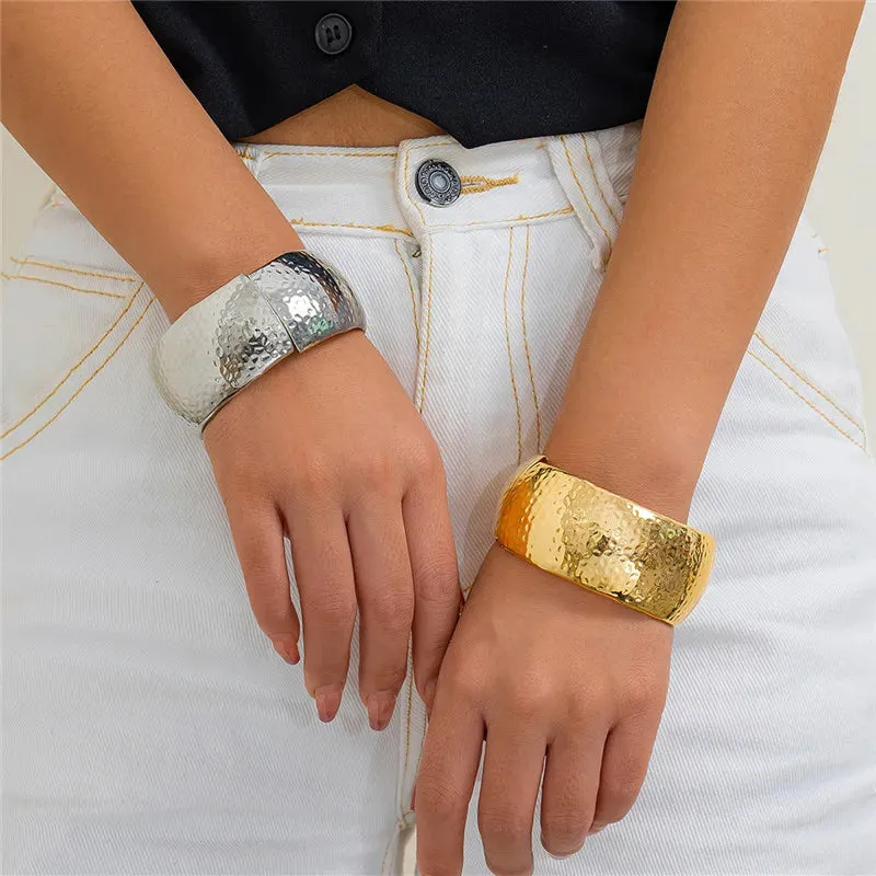 Vintage Geometric Wide Stripe Metal Open Bracelet